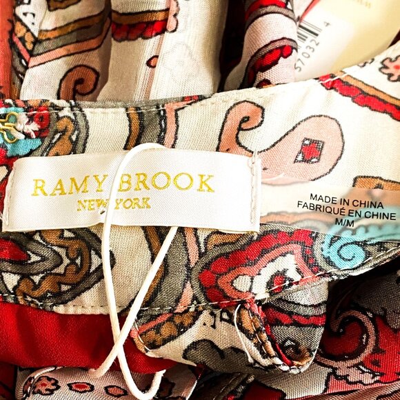 Ramy Brook Savanna High-Low Maxi Dress Red Print Silk Blend M NWT - Picture 14 of 14